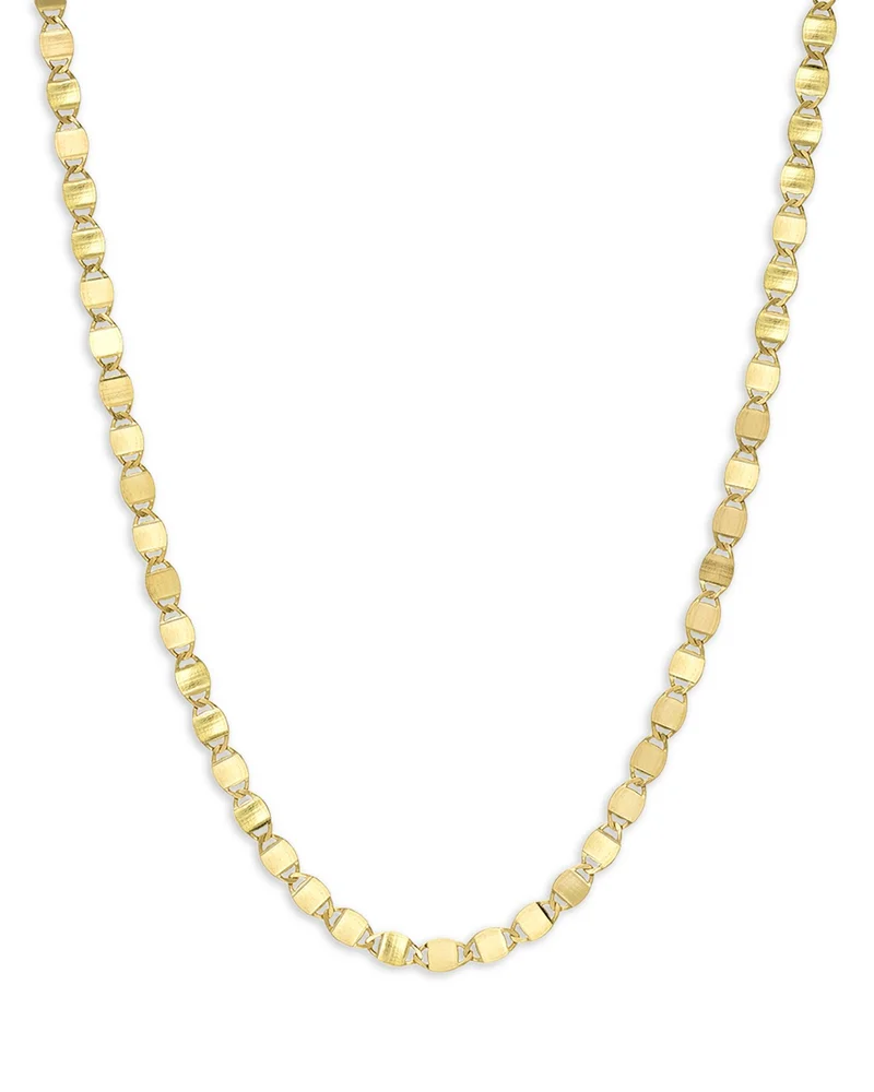 14K Yellow Gold Mirror Link Chain Necklace, 18"
