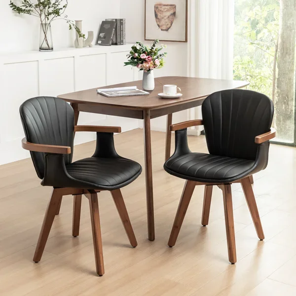 Karez 21.2-inch Faux Leather Swivel Modern Dining Chair (Set of 2)