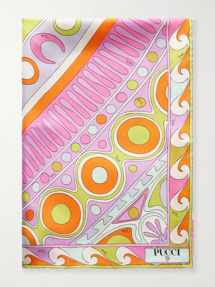 Printed silk-twill scarf