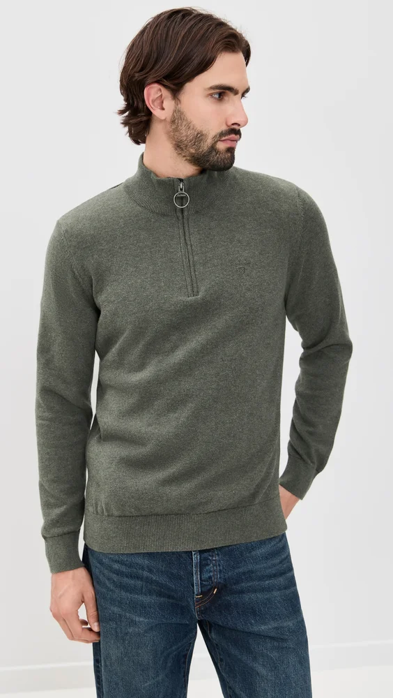 Cotton Half Zip Knitted Sweater