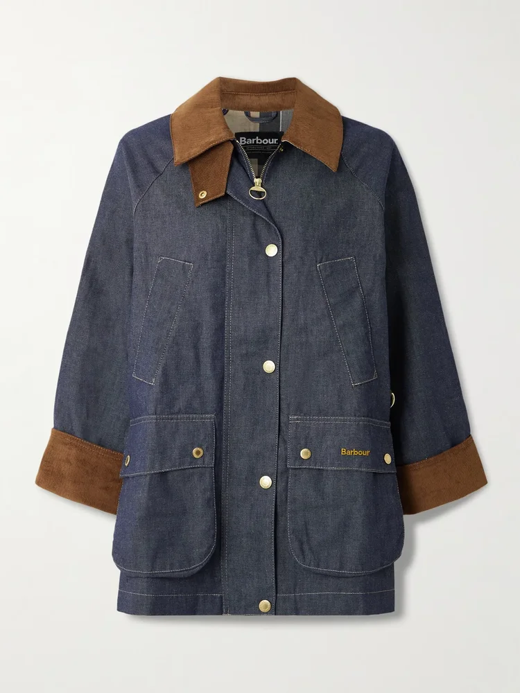 Asker cotton corduroy-trimmed denim jacket