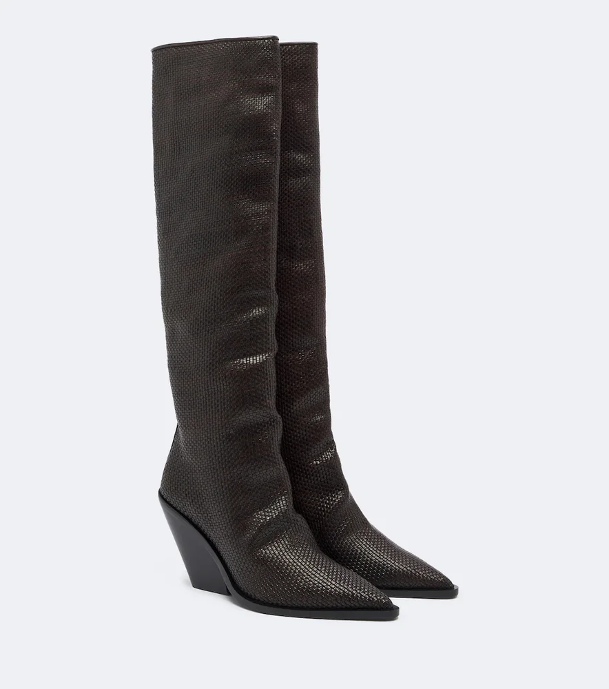 Utah woven leather knee-high boots