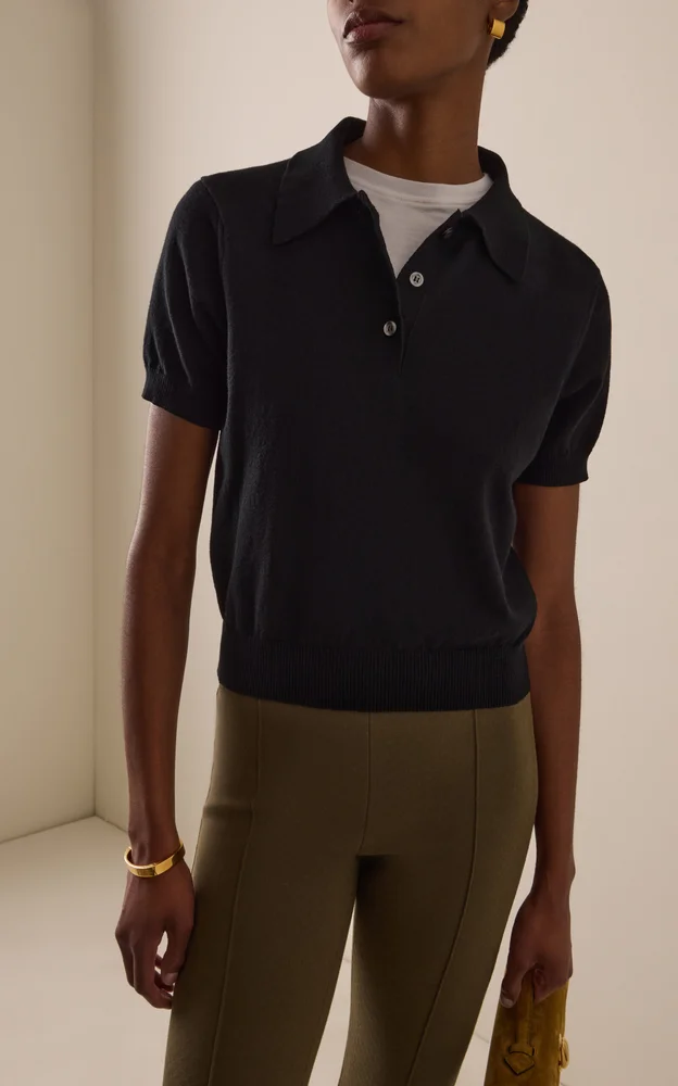 Court Cotton Crepe Polo Shirt