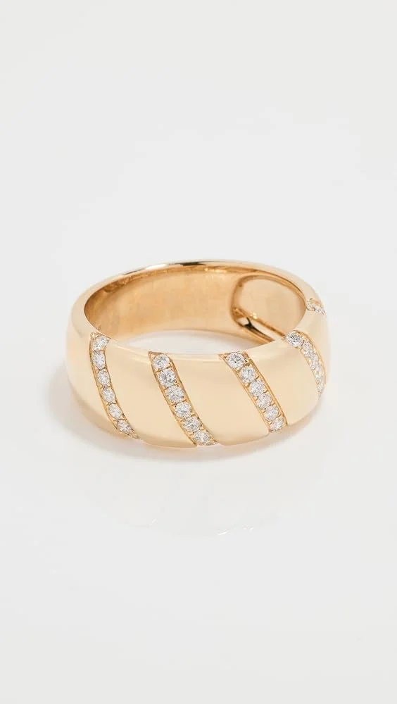 14k Gold and Diamond Stripe Ring