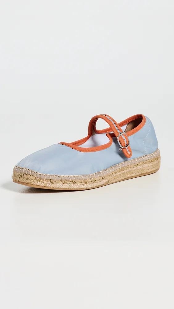 Peonia Mary Jane Flats - Light Blue/Orange