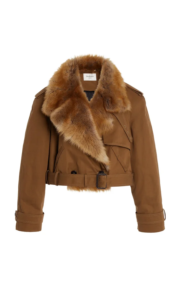 Shearling-Trimmed Trench Coat