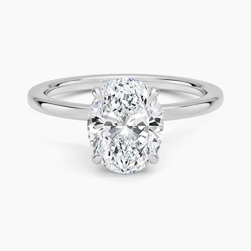Secret Halo with 2ct Oval Certified Lab Diamond in 18K White Gold