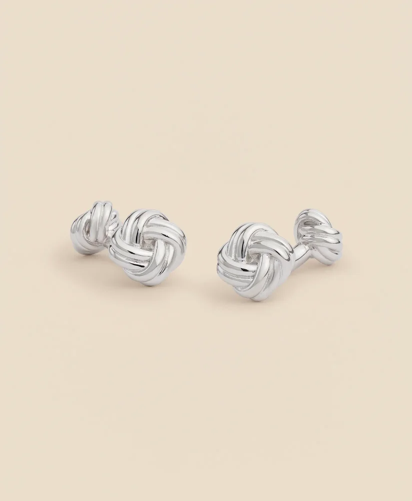 Sterling Silver Rhodium-Plated Knot Cufflinks