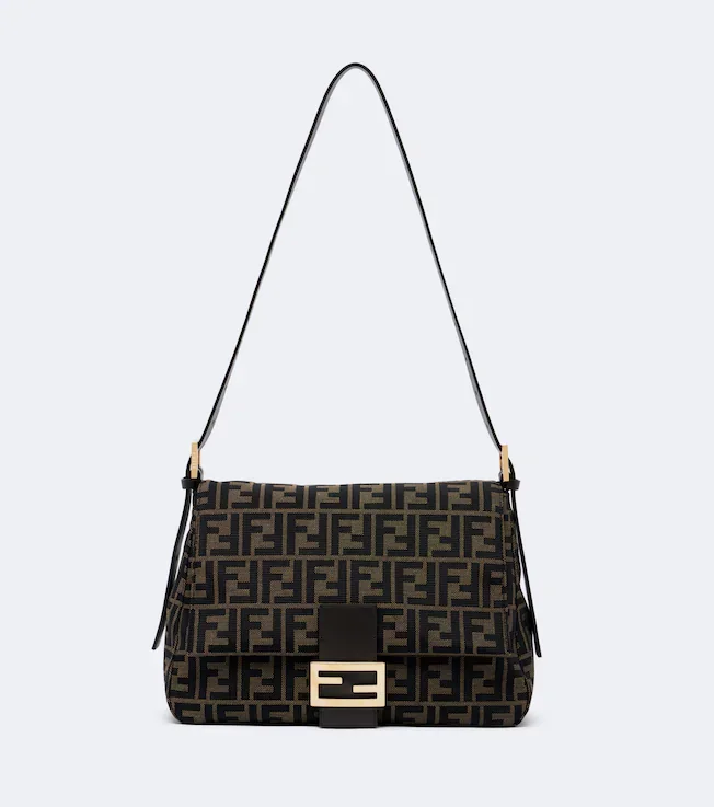 Baguette Flap Medium FF Zucca canvas shoulder bag