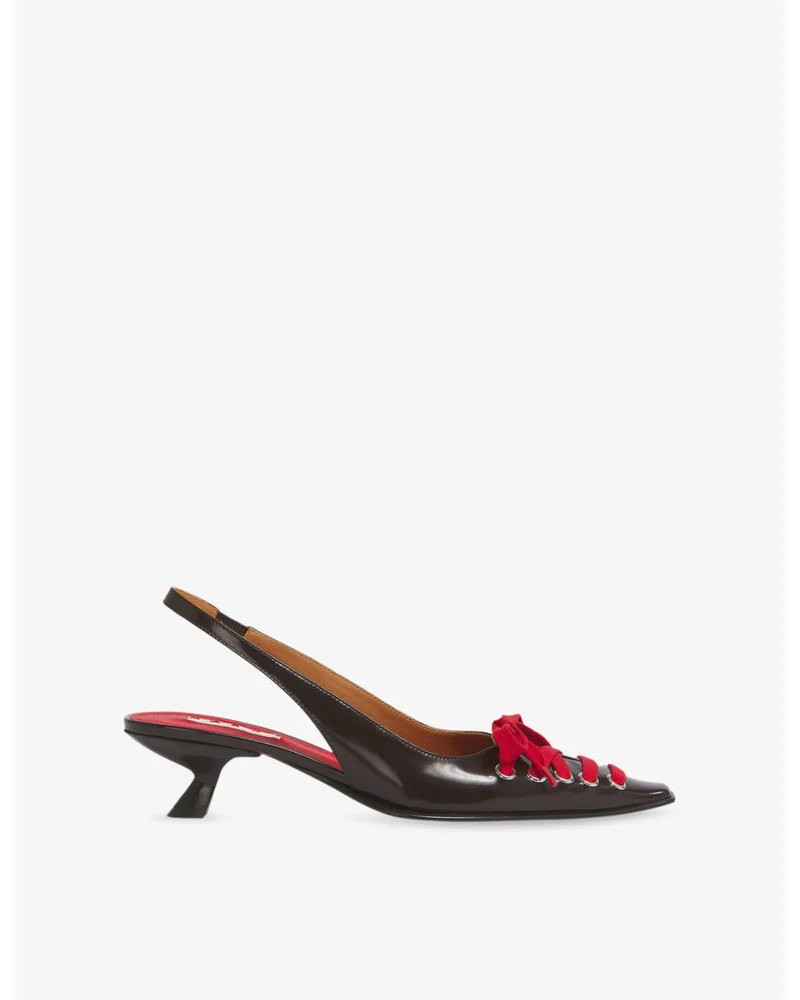 Kat Lace-Up Leather Slingback Courts
