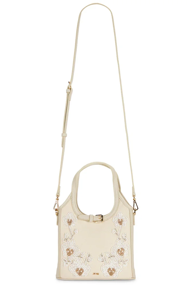Brooke Mini Belted Embellished Orchid Beaded Top Handle Bag