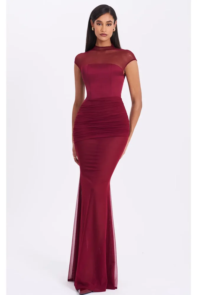 Fabienne Mesh Cap Sleeve Mermaid Gown