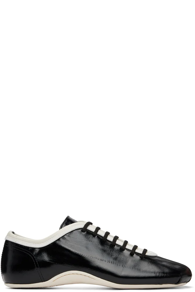 Black Leather Ballerina Sneakers (Polished)