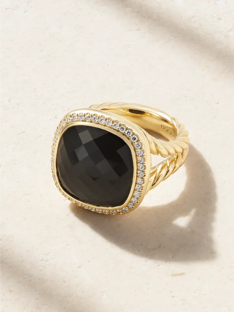 Albion® 18- karat gold, onyx and diamond ring