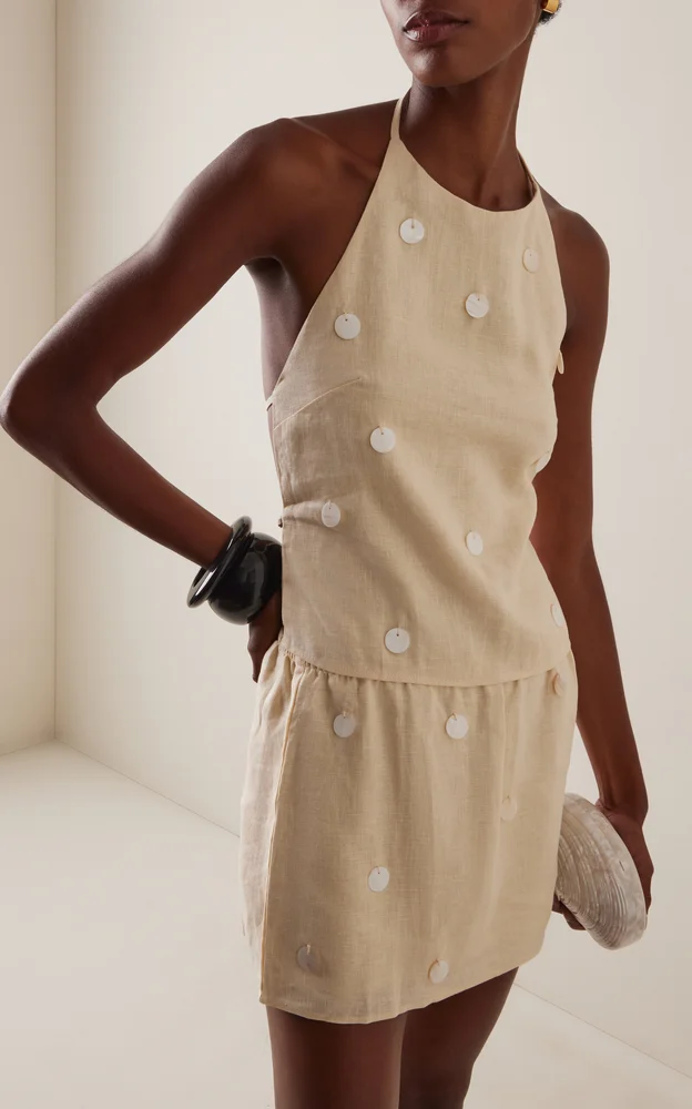 Oceane Embellished Linen Top