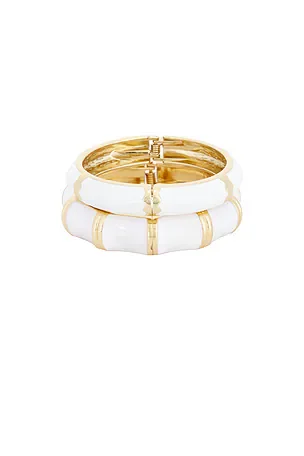Enamel Stripe & Bamboo Set Of 2 cuff