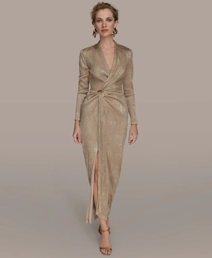 V-Neck Draped Gown