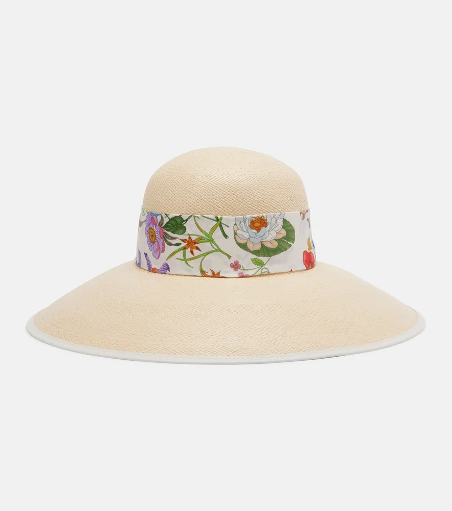 Gucci Flora silk-trimmed twill Panama hat