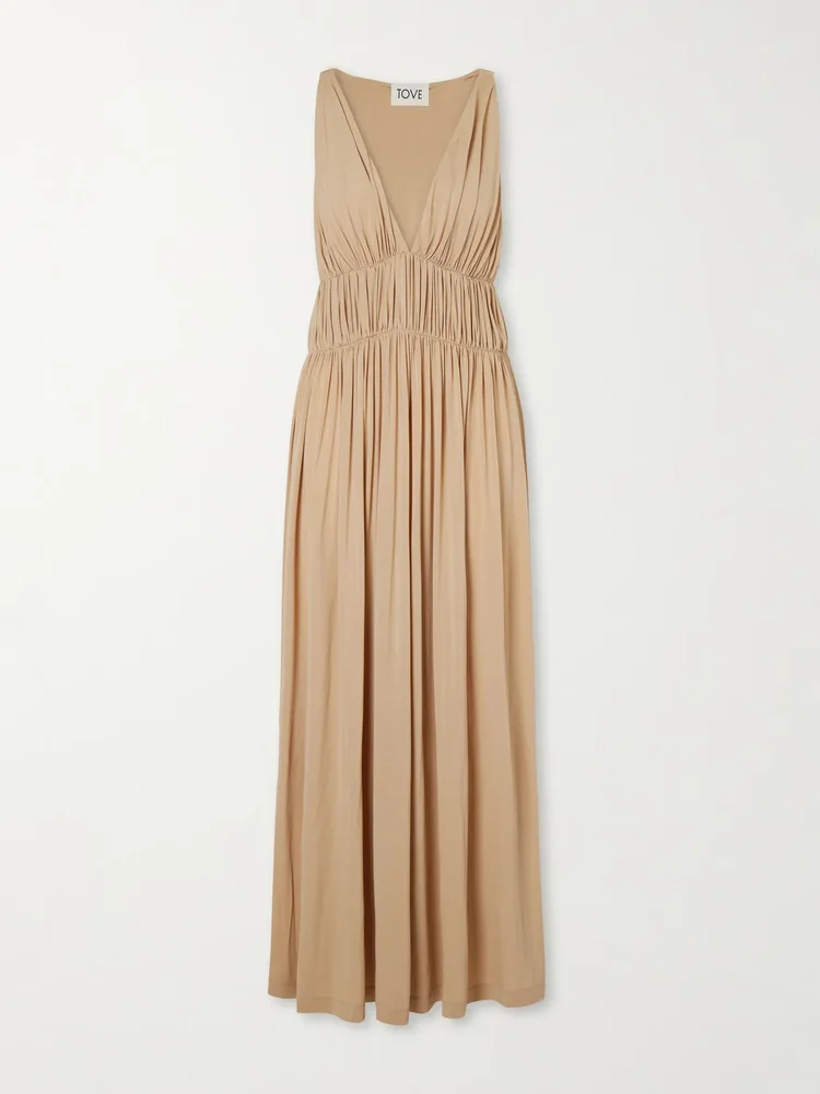 Ouida gathered jersey maxi dress