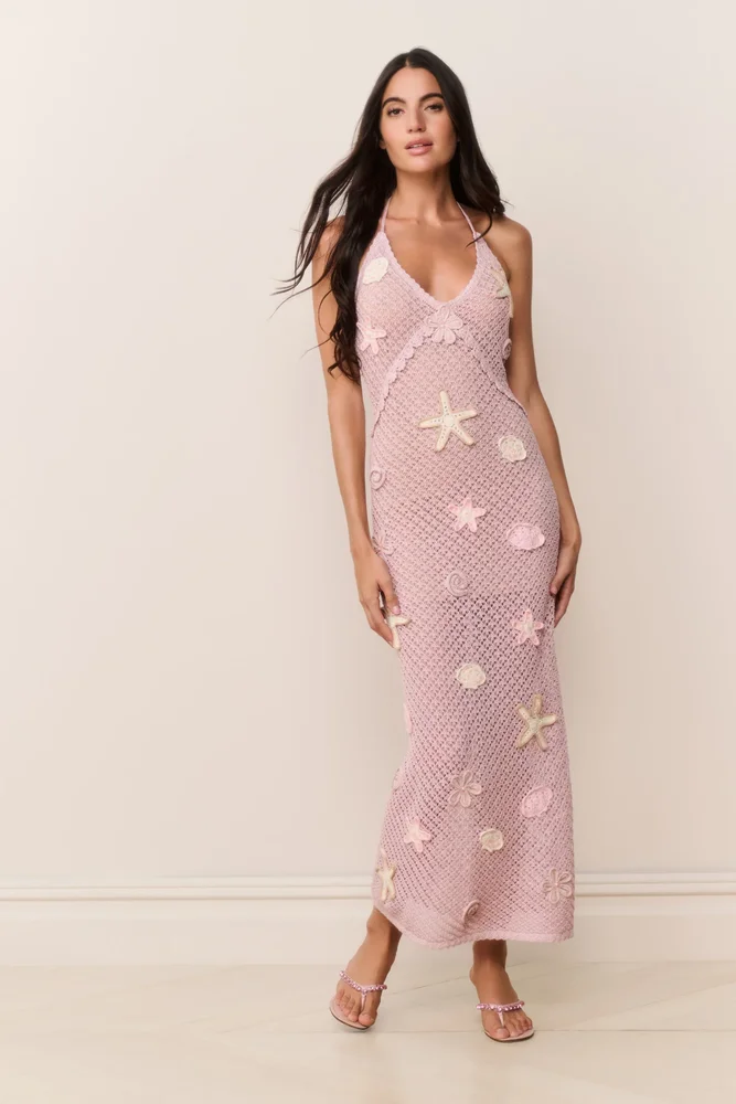 Macie Beaded Crochet Maxi Dress