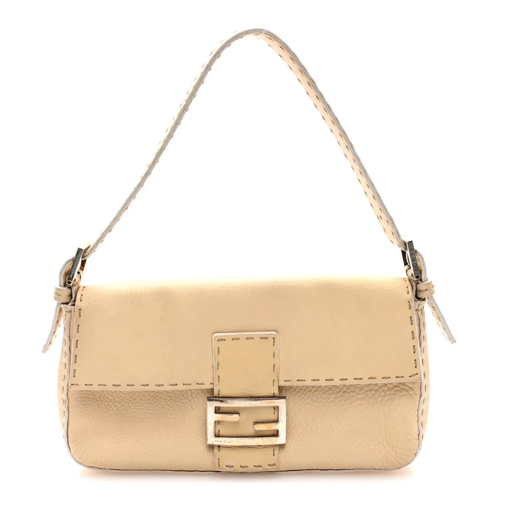 Pre-Owned Calfskin Romano Selleria Baguette Beige