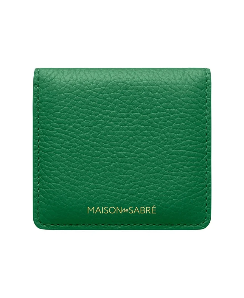 Leather Compact Mirror in Emerald Lily