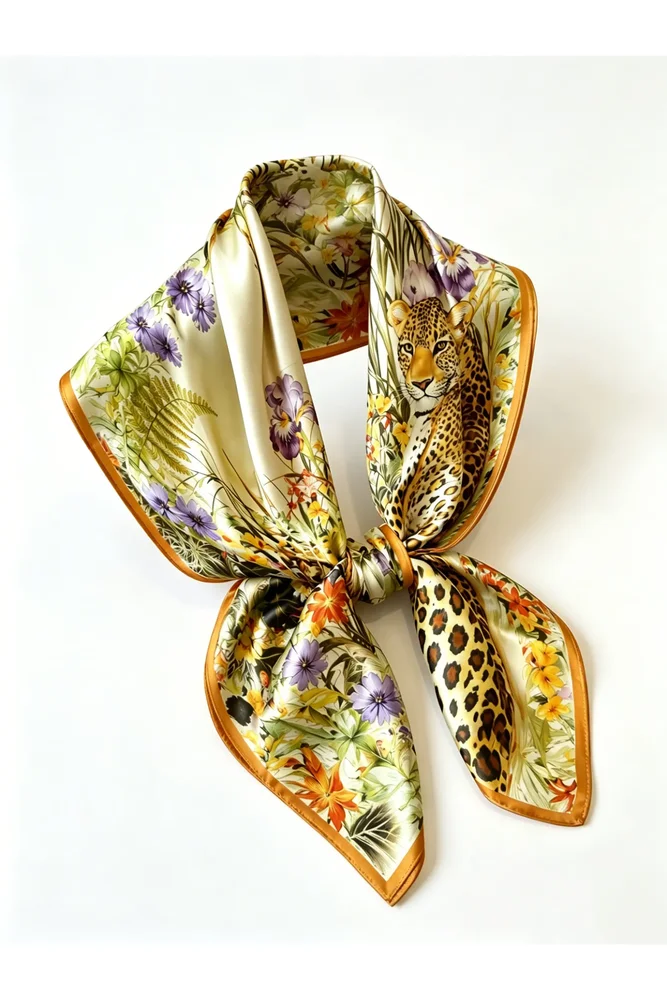 Pure Silk Floral Square Scarf