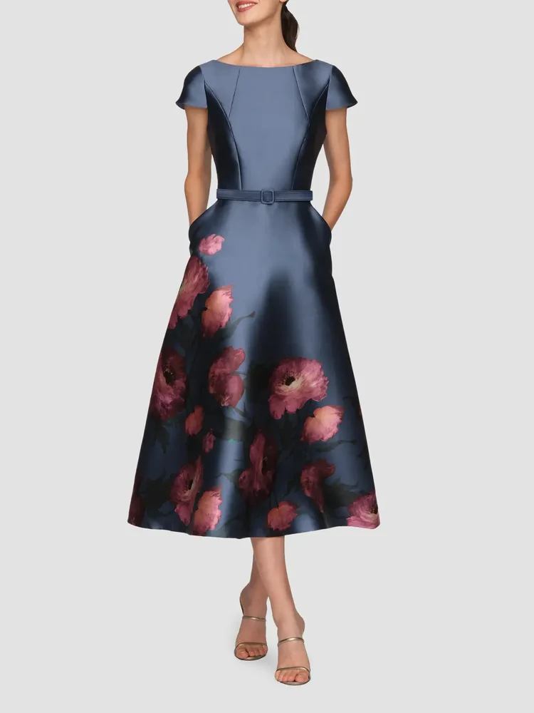 Ina Mikado Poppy Tea-Length Cocktail Dress