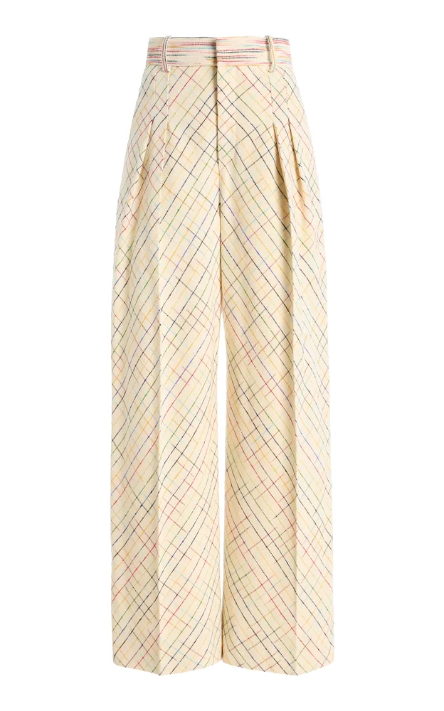 Wide Leg Pleated Silk Pants