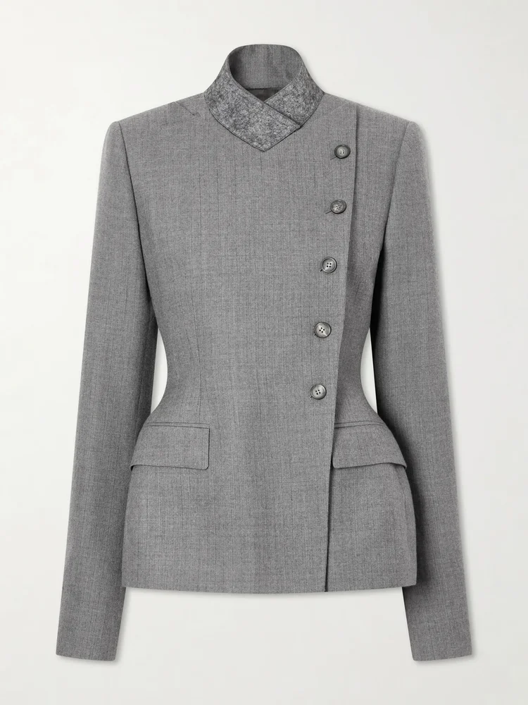 Padded double-breasted wool jacket