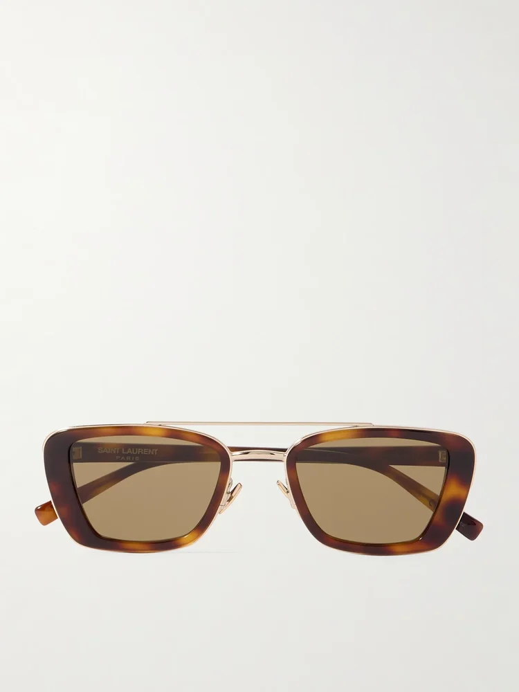 Aviator-style tortoiseshell acetate and gold-tone sunglasses