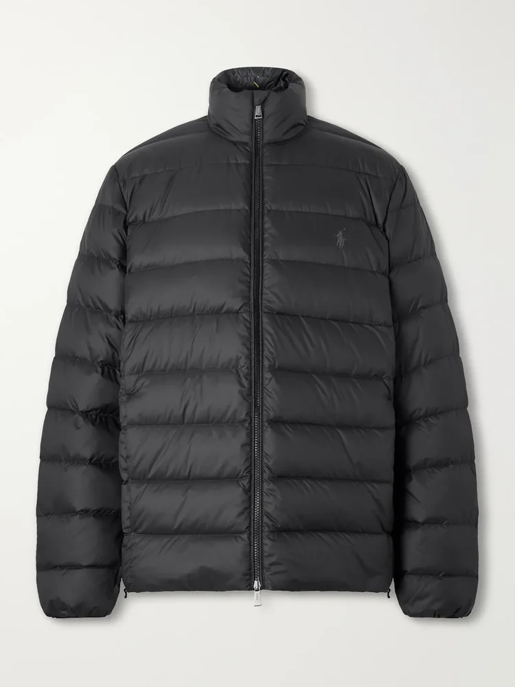 Logo-Embroidered Quilted Shell Bomber Jacket