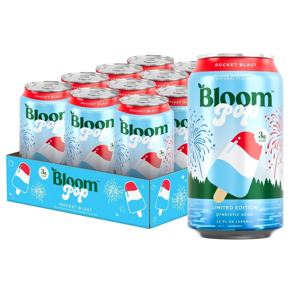 Bloom Pop Prebiotic Soda Rocket Blast, 12 Pack