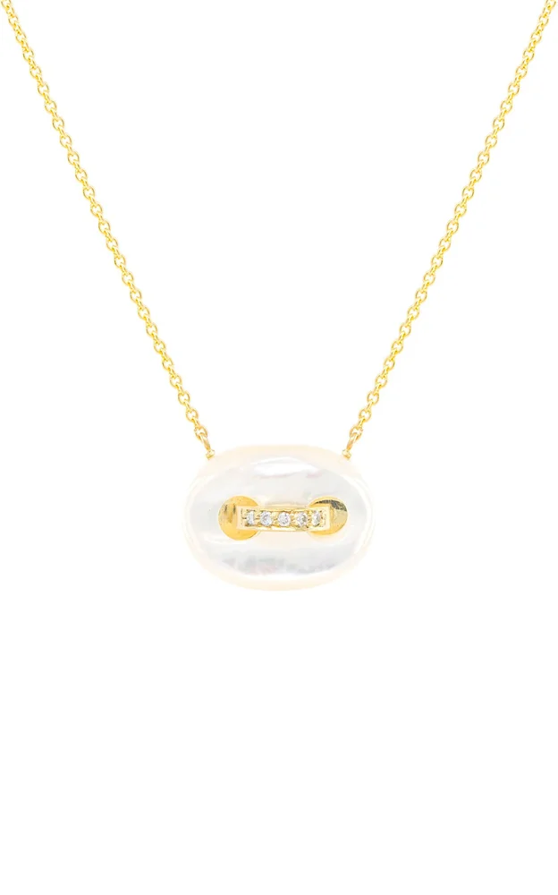Mini Mariner 18K Yellow Gold Mother of Pearl Diamond Necklace