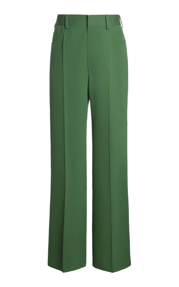 Belted Wool Wide-Leg Pants