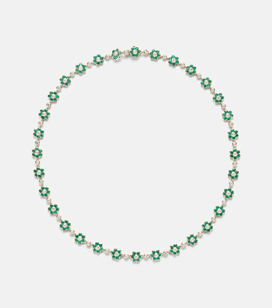 Flora Small 18kt gold choker with emeralds and diamonds