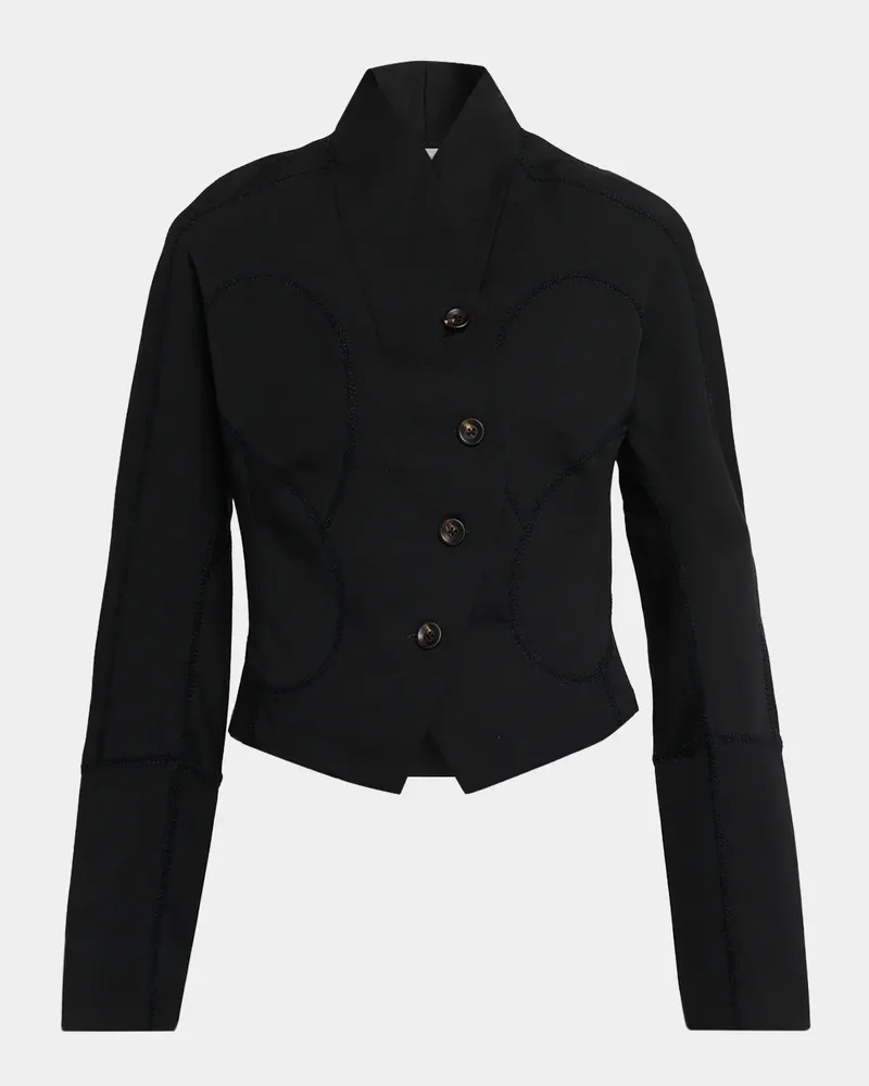 Idolo Stitched Wool Gabardine Blazer Jacket