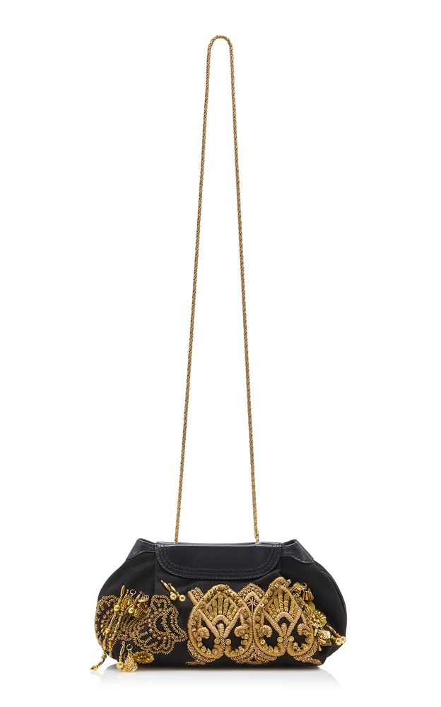 Small Embroidered Cotton Clutch