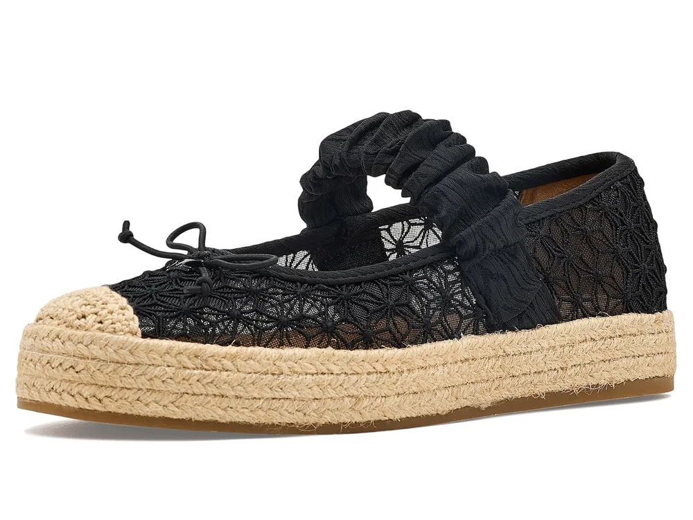 Lillie Mesh Espadrille Mary Jane Flat (Black)
