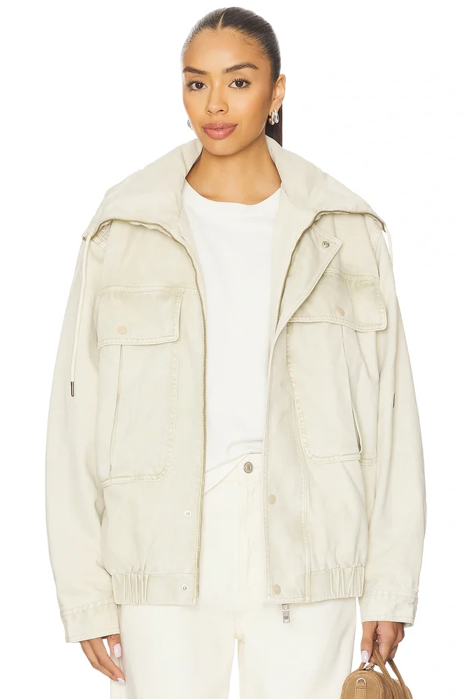 Denim Utility Puffer Jacket