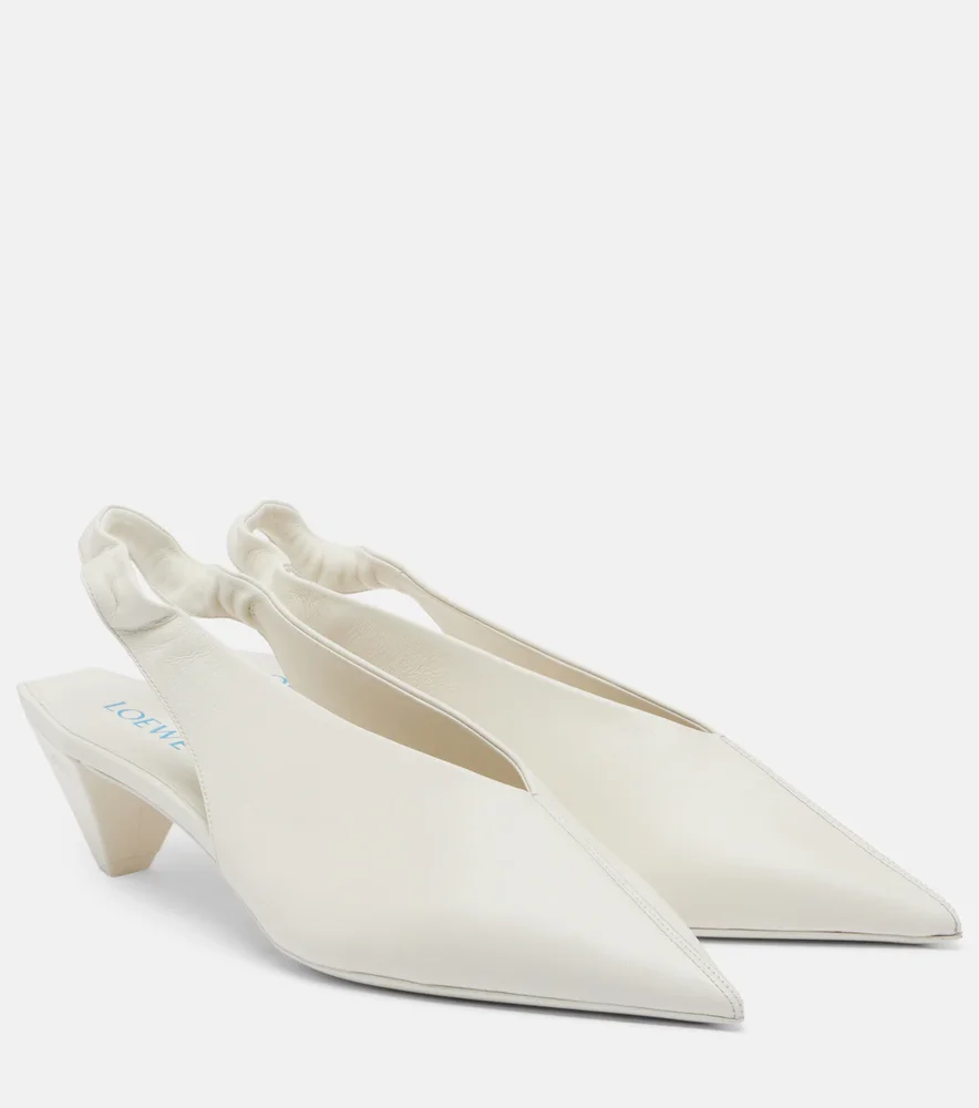 Origami Cubic leather slingback pumps