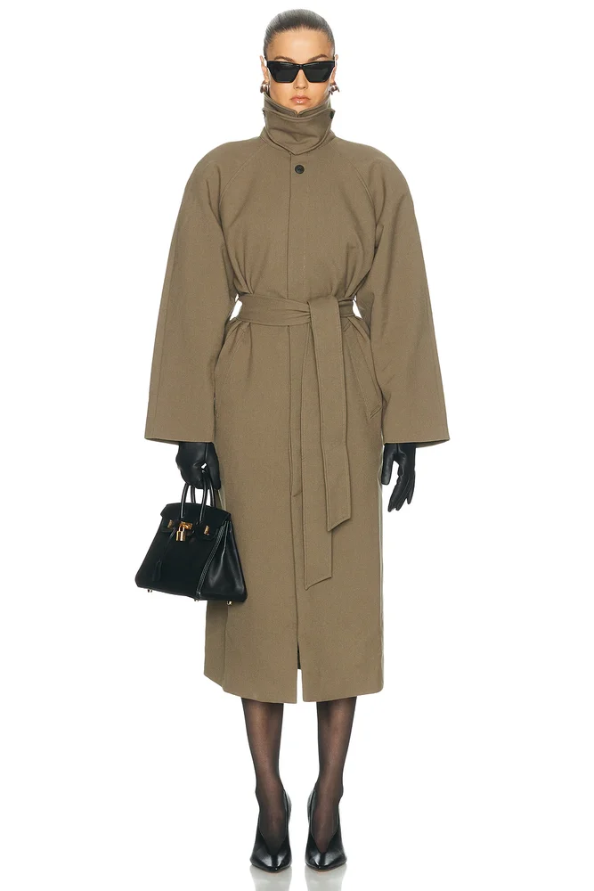 Keldan Classic Suiting Trench Coat in Dark Khaki