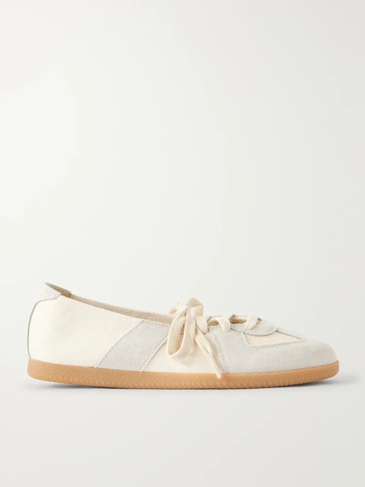 Replica suede-trimmed leather sneakers