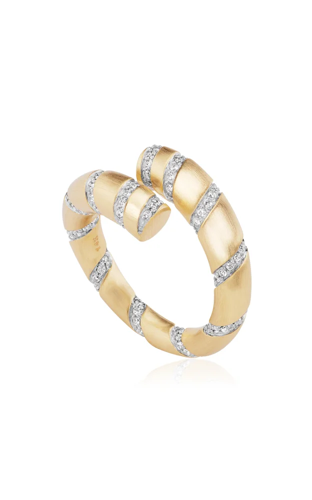 14K Yellow Gold Spiral Diamond Ring