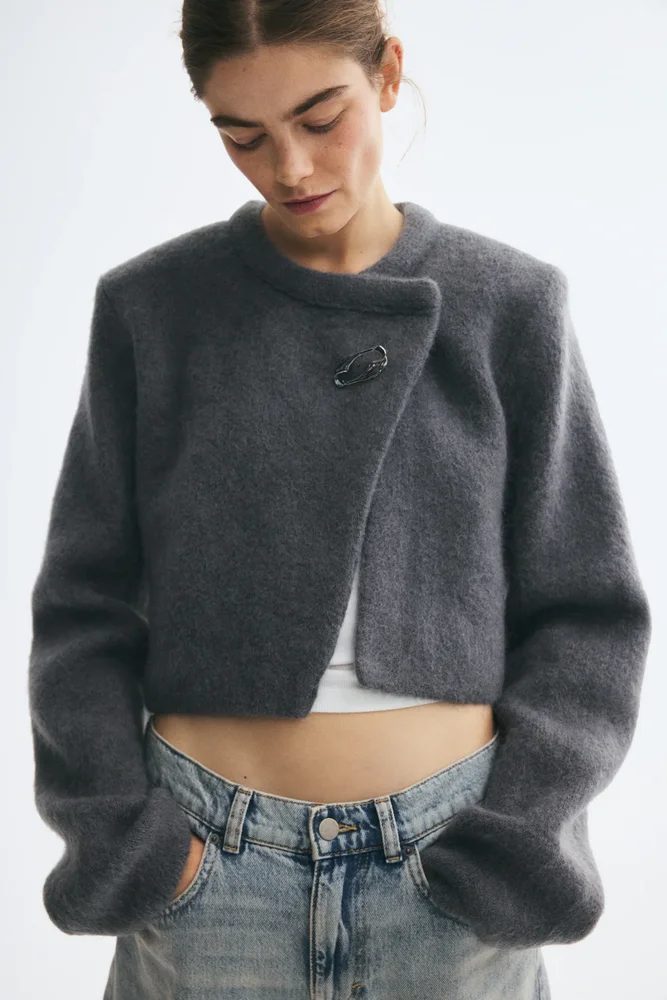 Cropped Mohair-Blend Cardigan