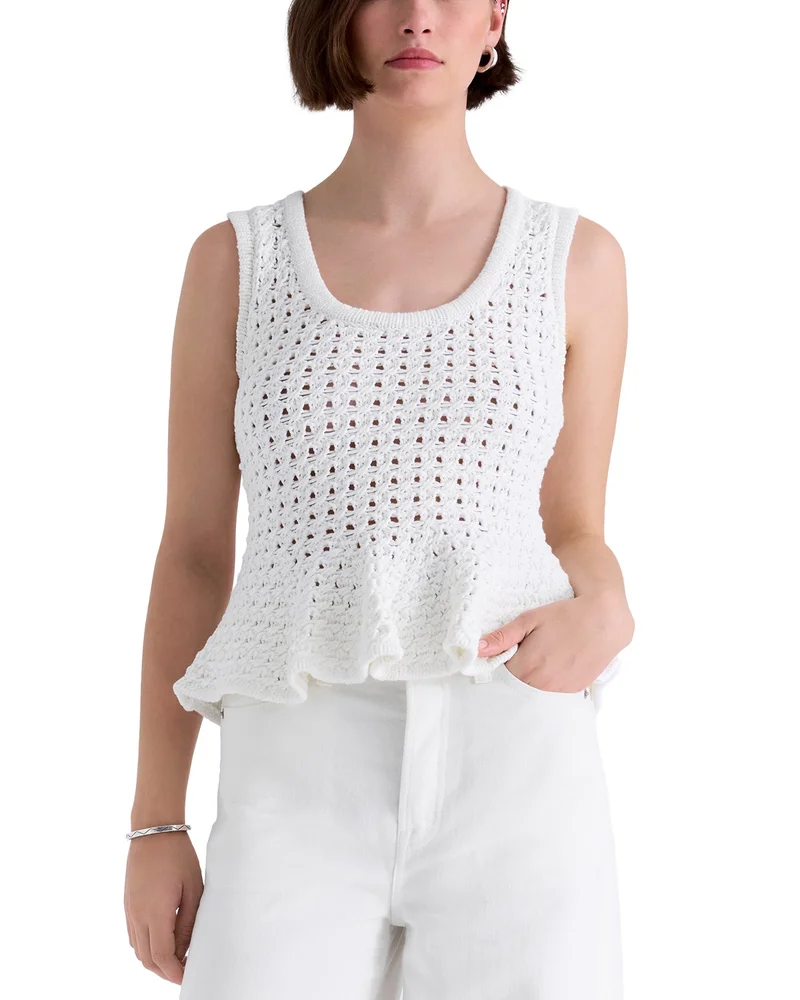Anna Peplum Openwork Sweater Tank Top
