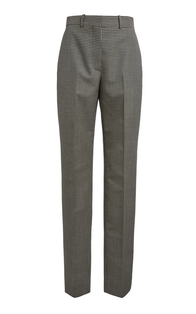 Gingham Wool-Mohair Cigarette Pants