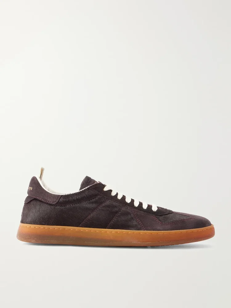Militia 002 Suede-Trimmed Calf Hair Snakers