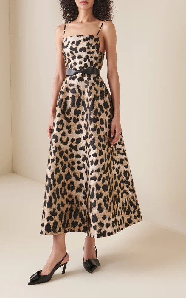 Sliced Leopard Midi Dress