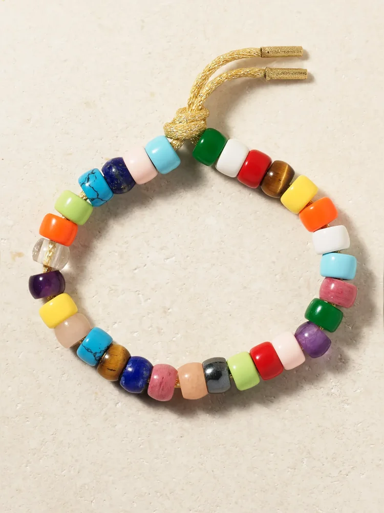 FORTE Beads Rainbow 18-karat gold and Lurex multi-stone bracelet kit